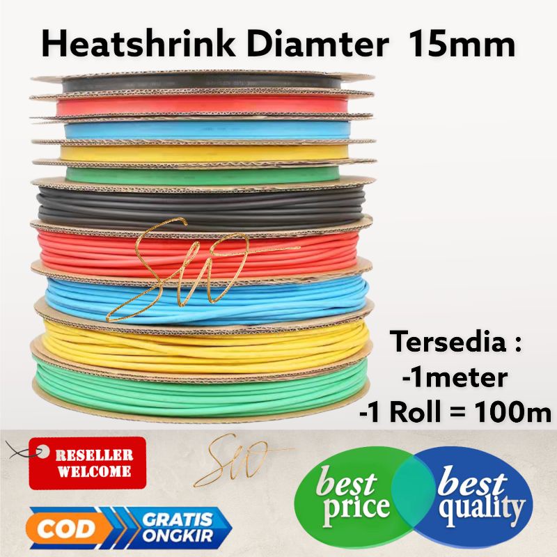 HEATSHRINK TUBE 15mm SELANG SELONGSONG KABEL BAKAR 1ROLL