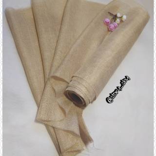  Kain  Goni  Halus Putih Keemasan Burlap Ivory Kain  