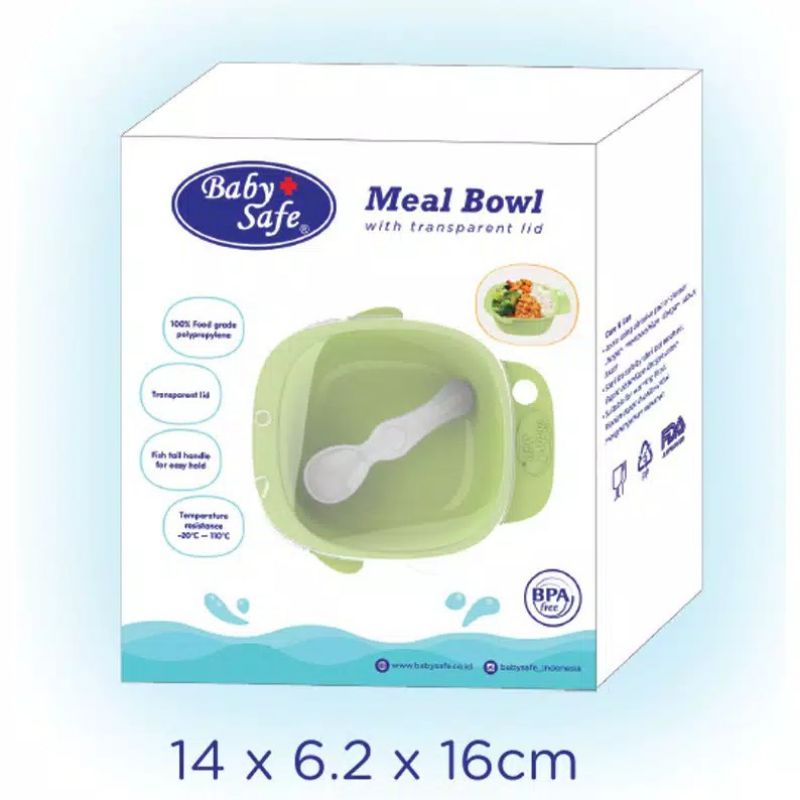 lov me❤ Baby Safe Meal Bowl with Transparent Lid -Mangkok dengan penutup dan sendok Bentuk ikan - BPA FREE bisa Steril Rebus B356B / B356G