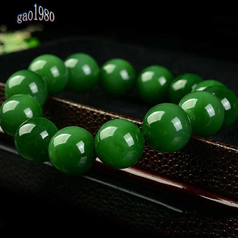 GAO Gelang  Tangan Stretch Batu Jade Imitasi Warna Hijau 