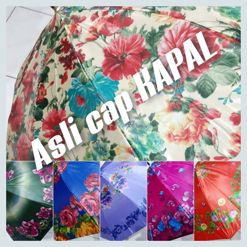 Lx/n PAYUNG TONGKAT CAP KAPAL 10 JARI SATEN