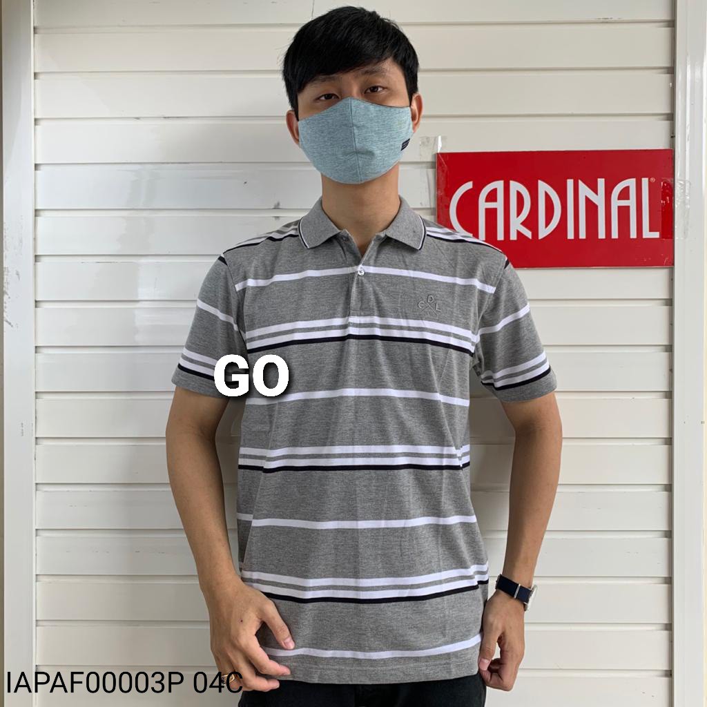 gof CDL By (CARDINAL) POLO T-SHIRT Pakaian Pria Atasan Kaos Polo Berkerah Garis Salur Lengan Pendek