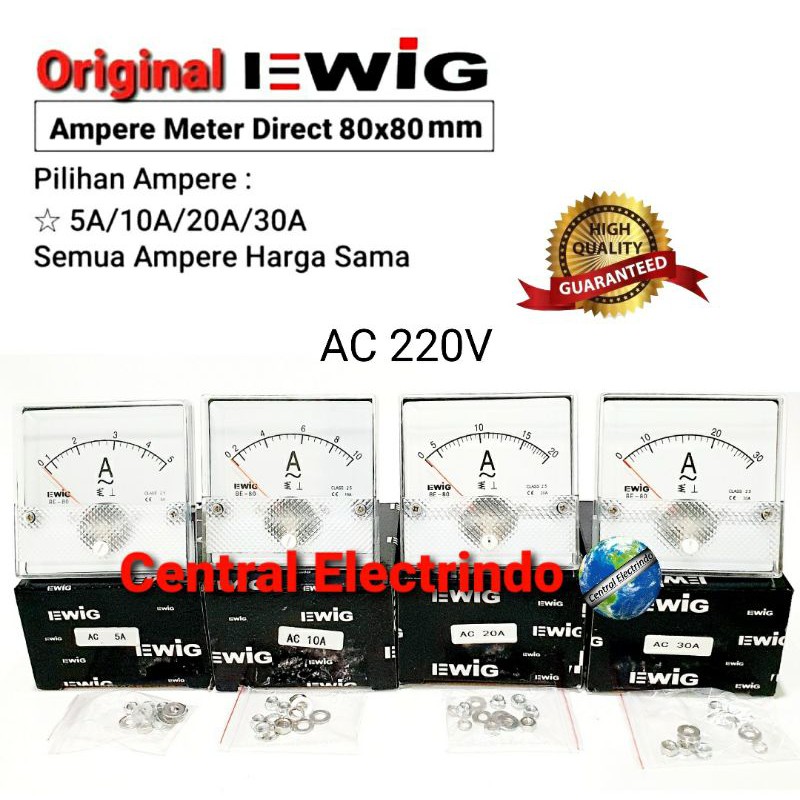 Ampere Meter Analog Direct EWIG 80x80mm.