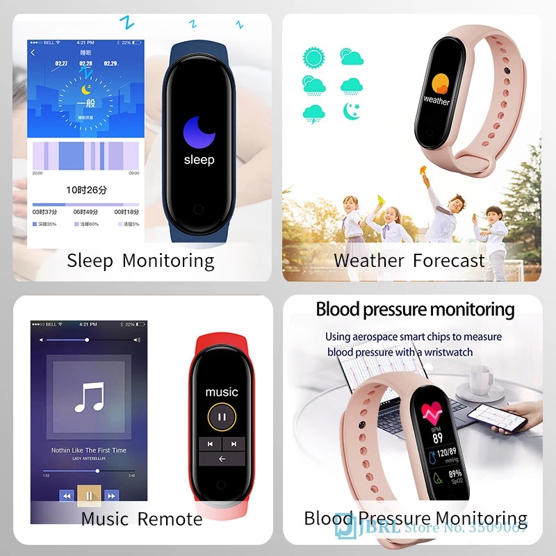 GARANSI✅Smartwatch Custom wallpaper Kontrol musik Pengukuran detak jantung / tekanan darah smartband Sport Waterproof Jam Fitness Tracker Wristband Pedometer