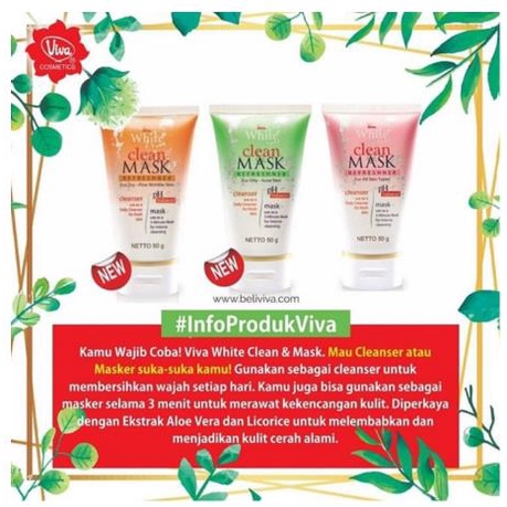 ^ KYRA ^ Viva Masker Wajah White Clean Mask Refreshner For Oily Or Acne Skin Cleanser - Netto 50 gr