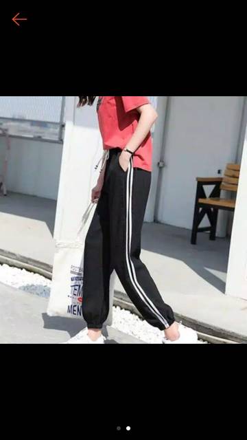 Joger pant wanita celana panjang wanita strip jogger korea scuba