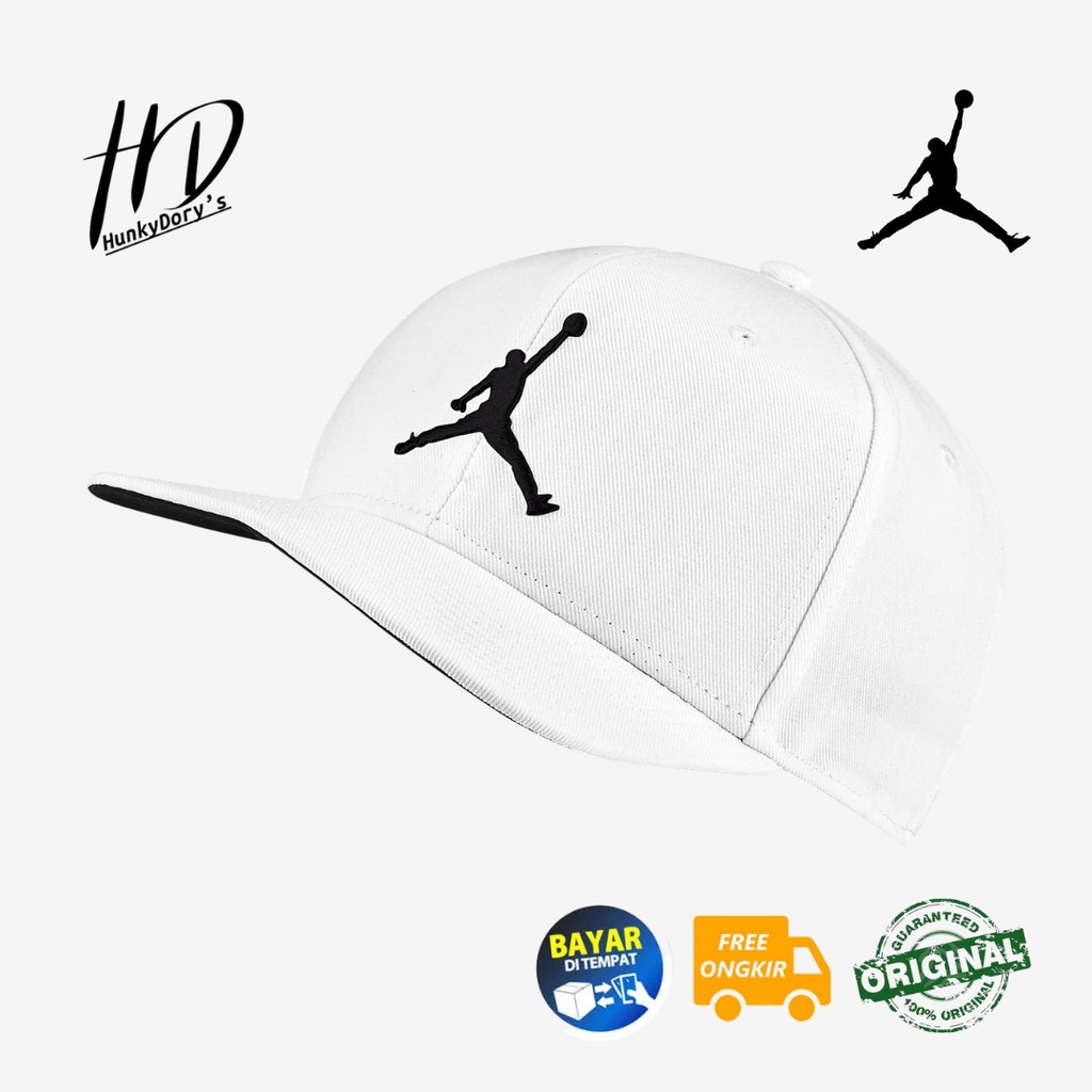Topi Nike Air Jordan Pro Jumpman Snapback White Black Original BNWT