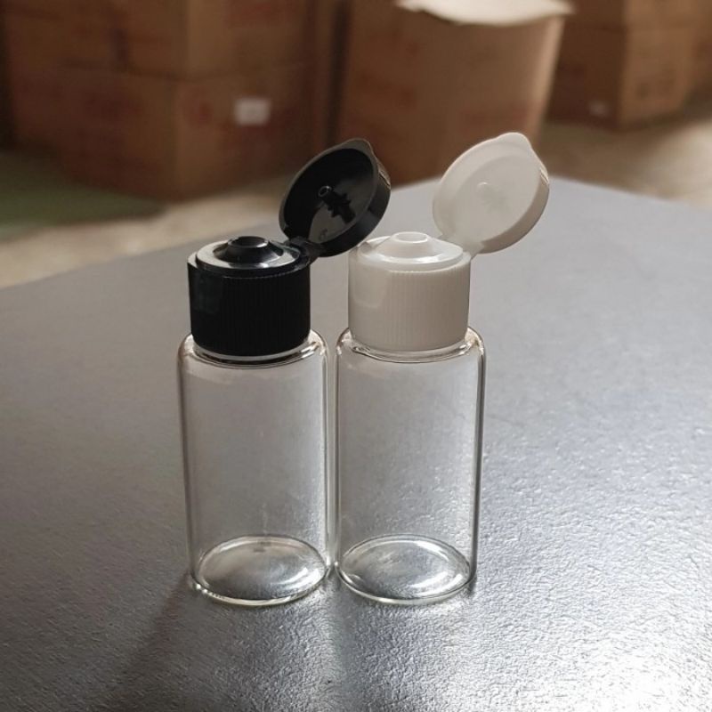 botol kaca 20ml bening tutup fliptop