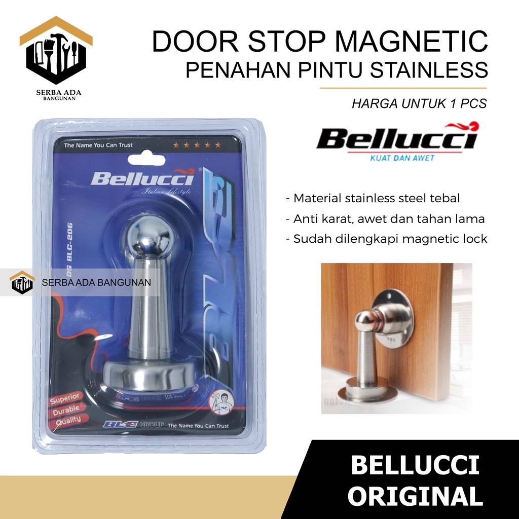 Door Stop Bellucci Stainless/Penahan Pintu/Doorstop Magnet Pintu/Door Stopper Ganjal Steinless