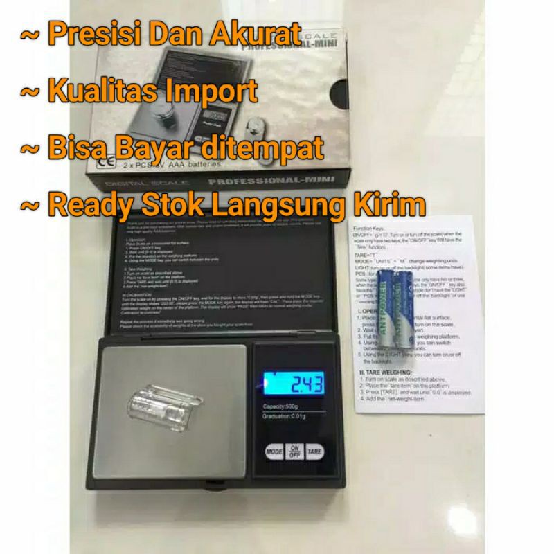 ORI  Timbangan Emas Timbangan Dapur Timbangan Kopi Digital Import 500 GRAM/0.5 KG Berkualitas