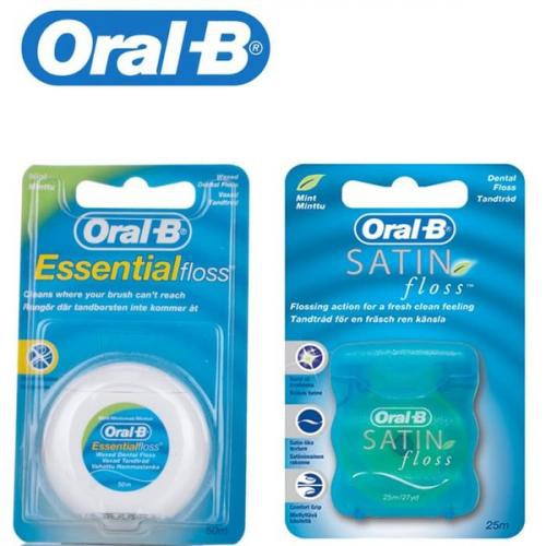 Oral B Oral-B Essential Waxed Dental Mint / Satin Floss - Benang Gigi 50m 50 m