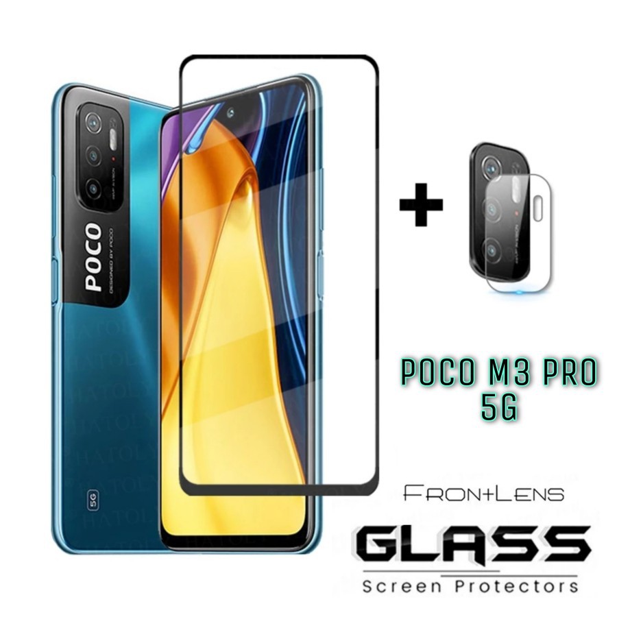 Tempered Glass XIAOMI POCO M3 PRO 5G Paket Anti Gores Pelindung Layar dan  Kamera Belakang