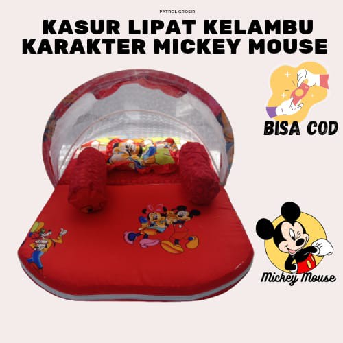 KASUR LIPAT KELAMBU KARAKTER MICKEY MOUSE SET BANTAL GULING TERMURAH