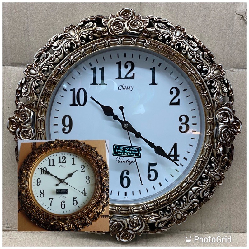 JAM DINDING MERK CLASSY TIPE 4141 MESIN SWEEP (DETIK TANPA SUARA)//MUANSA KLASIK,ELEGAN DAN MEWAH
