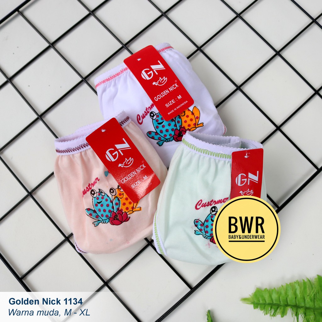 [ 3pc ] CD Golden Nick 1134 Warna Muda List | Celana Dalam Anak Remaja Perempuan Warna Muda - Bwr