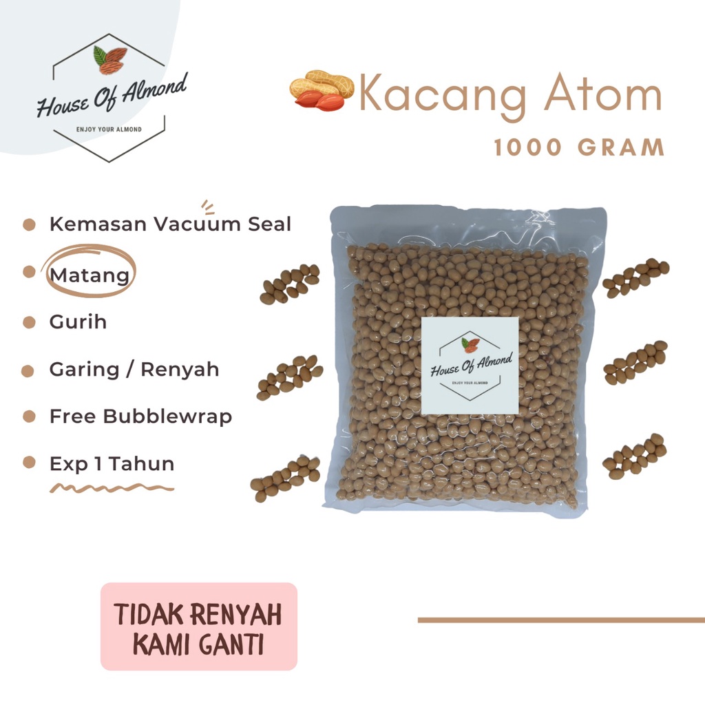 

Kacang Atom 1kg (Kacang Atom Sangrai)