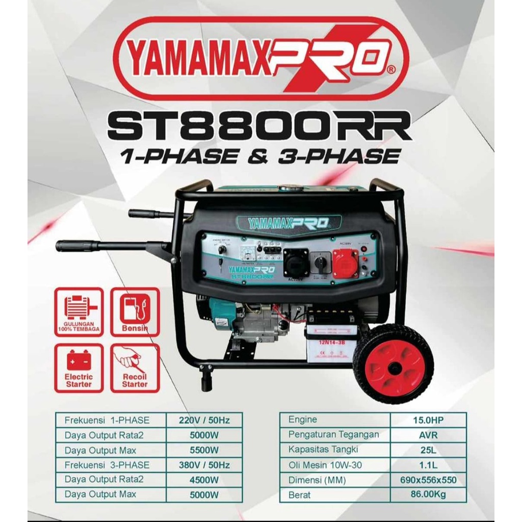 Genset yamamax pro ST8800RR 1phase & 3phase