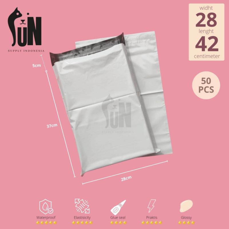 

[50Lembar]Plastik Packing/Plastik Poly mailer White/ PutihGlossy |17x30|20x30|25x35|28x42|35x45