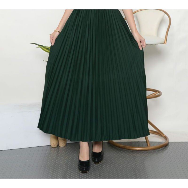 Rok Plisket Klok Black / Bawahan Perempuan / Rok Plisket Premium / Plisket Rok Perempuan