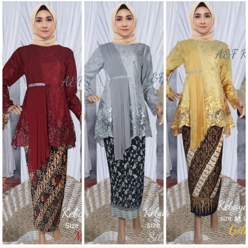 One set kebaya/kebaya selendang/kebaya brukat/kebaya pesta/kebaya wisuda