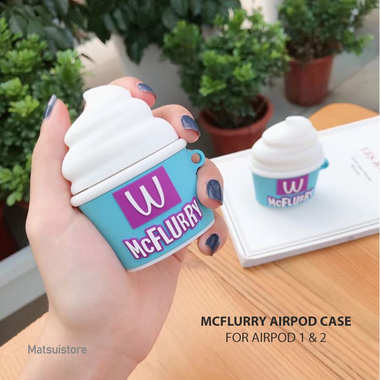 Soft Case Airpod 3D McFlurry Ice Cream Silicone Case Airpods Gen 1/2 CASING AIRPODS LUCU MCFLURRY
