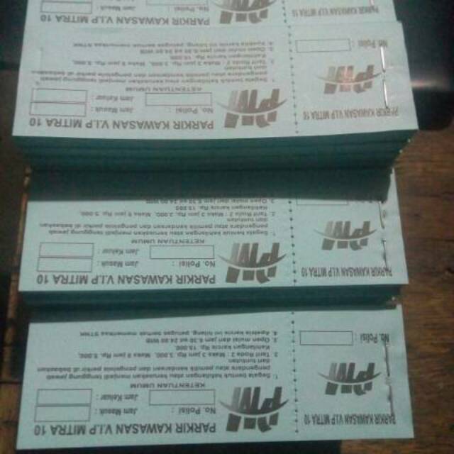 

Karcis parkir / kertas HVS 60gr / ukuran 15*5