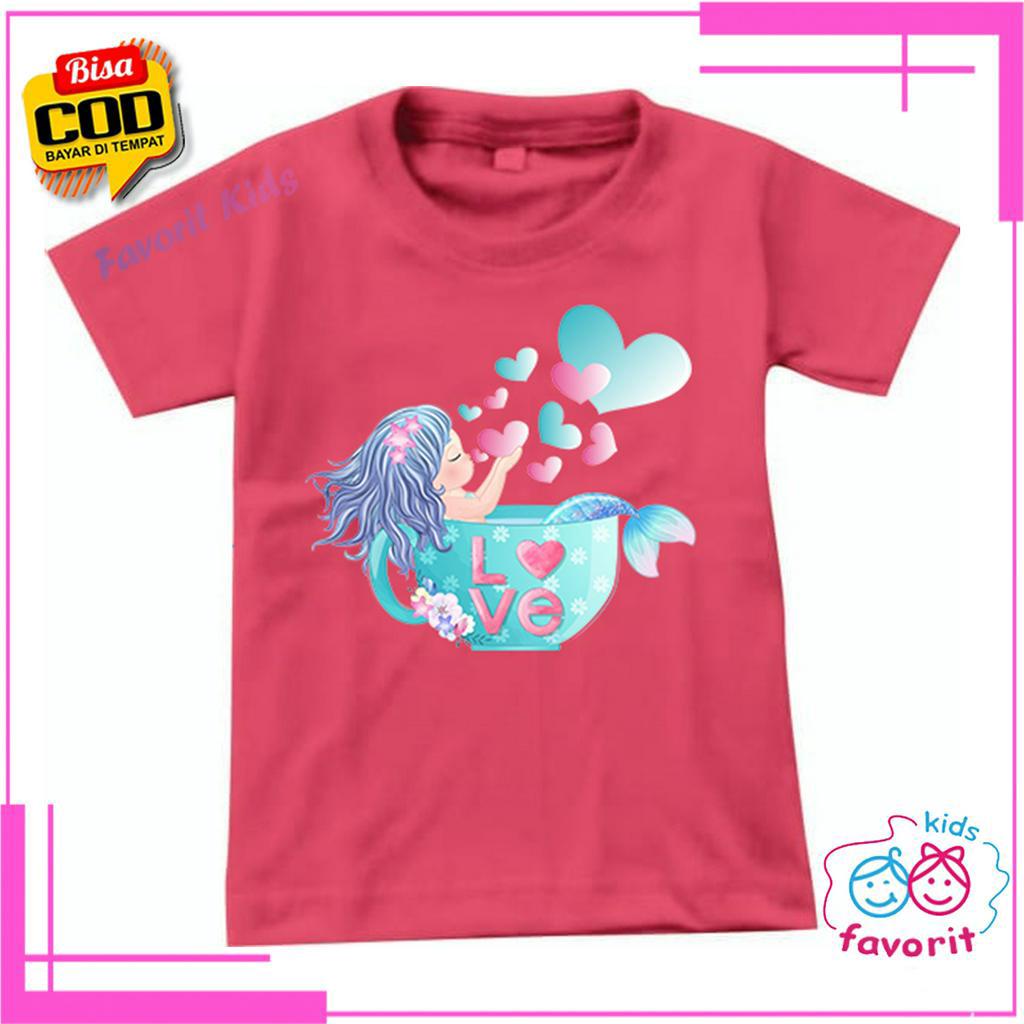 KAOS ANAK PEREMPUAN MERMAID LENGAN PENDEK 1 TAHUN - 10 TAHUN