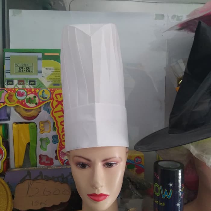 HARGA UNTUK SATU BUAH..Topi Koki viscos (30cm) chef hat tinggi