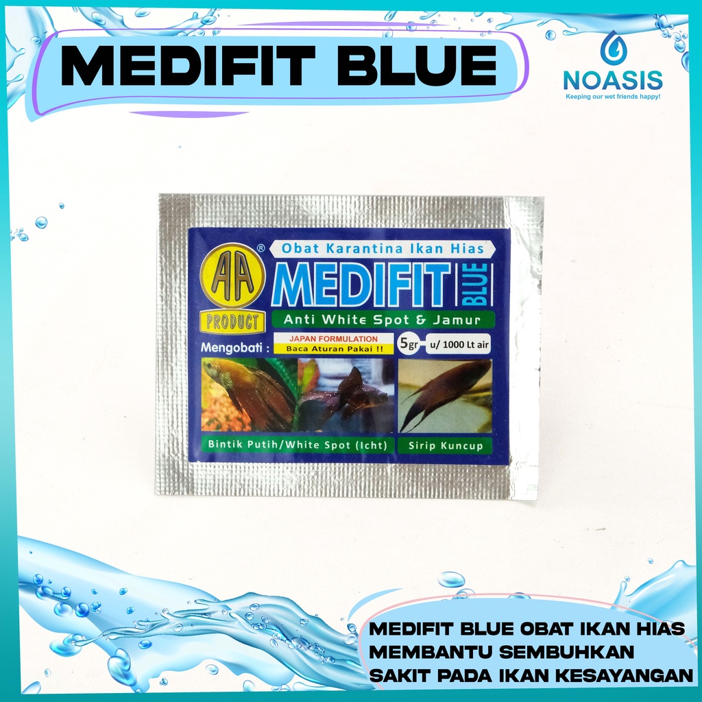 MEDIFIT BLUE OBAT BIRU IKAN ANTI WHITE SPOT BINTIK PUTIH JAMUR 5 GR