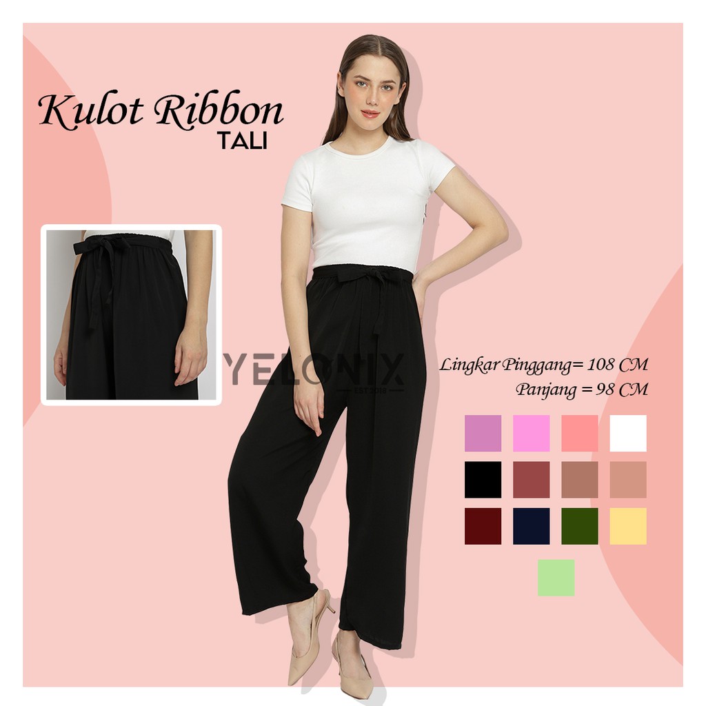 CELANA PANJANG NAOMI KULOT RIBON TALI WOLFIS COLLOTES RIBBON - YELONIX
