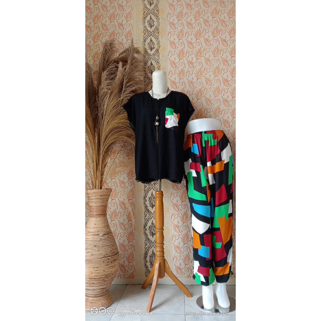 Pajamas Motif Set Celana Tangan Pendek/Setelan Celana Kekinian/Piyama Wanita/Pajamas Katun Rayon