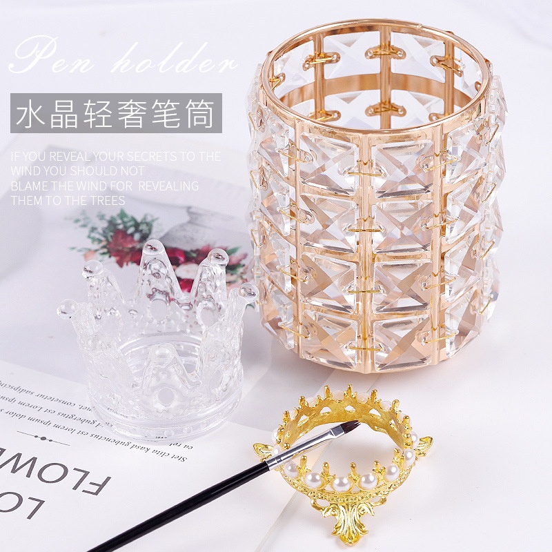 【 COD 】Tempat Kuas Nail art Kristal / Brush Holder Crystal / Brush Storage / Tempat Pena / Crystal Glass