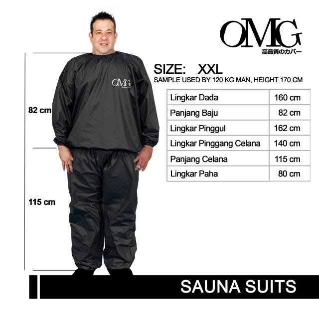 OMG Sauna Suit Kualitas Bagus / Baju Sauna / Jaket Celana Sauna Pembakar Lemak / Pakaian Olahraga OMG XXL