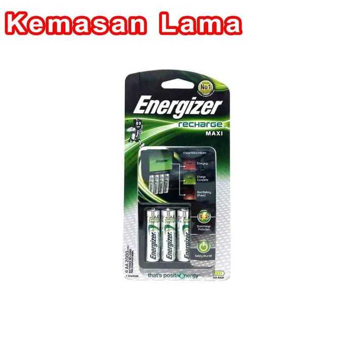 Baterai Charger AA / AAA + 4 Baterai AA 2000 mAh Energizer Maxi Ready