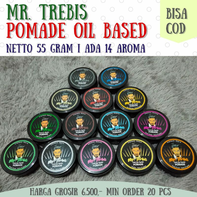 Grosir COD Pomade Oil Based Mr Trebis Minimal Order 20 Pcs Free Sisir 5 Pcs