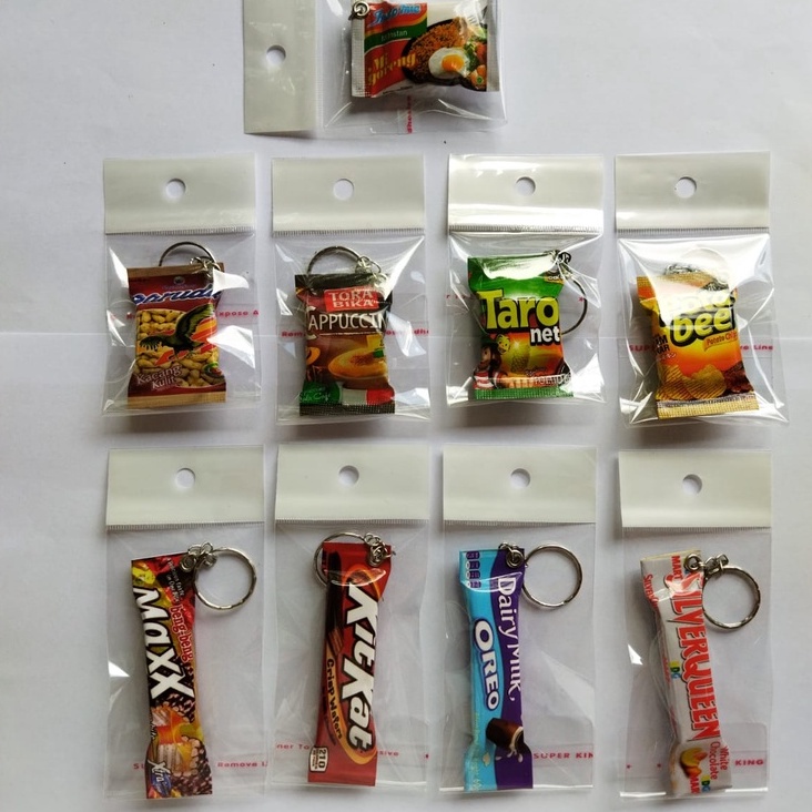 Souvenir Gantungan Kunci Miniatur Snack Barang Unik dan Lucu Murah Ganci Snack Magnet Kulkas Termurah 10 pcs 50 pcs 100 pcs grosir gratis ongkir se indonesia