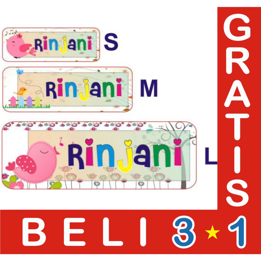 

STIKER LABEL NAMA WATERPROOF BASIC CUTE BIRD