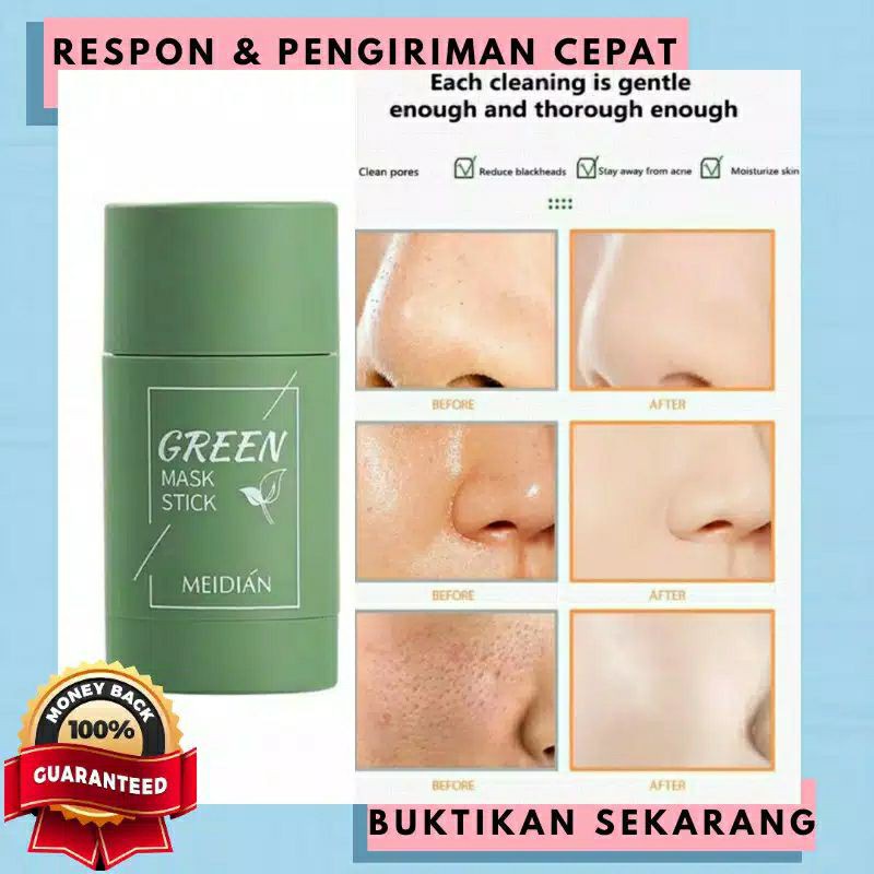 MEIDIAN Masker Stik Green Tea &amp; Terong - Green Stick Mask Meidian - Masker Tanah Liat - Kosmetik - Skincare