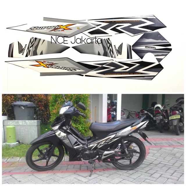 STIKER STRIPING SUPRA X 2011 HITAM SILVER