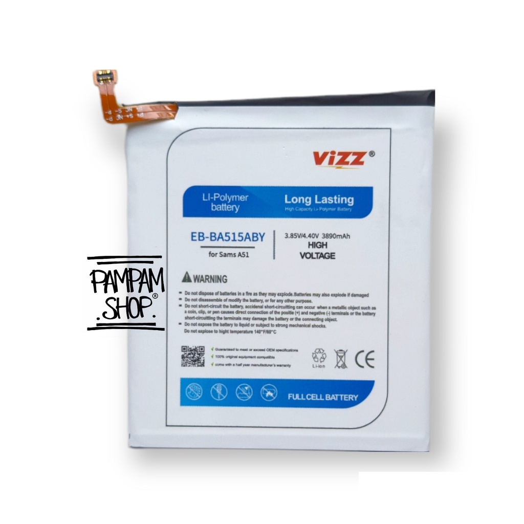 Baterai Vizz Double Power Original Samsung Galaxy A51 A515 A515F EB-BA515ABY Battery Batrai Batre Ori HP Handphone