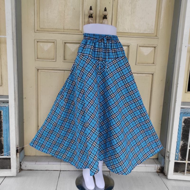 (BISA COD)ROK PAYUNG/ROK KATUN LEBAR/MOTIF BURBERRY-8