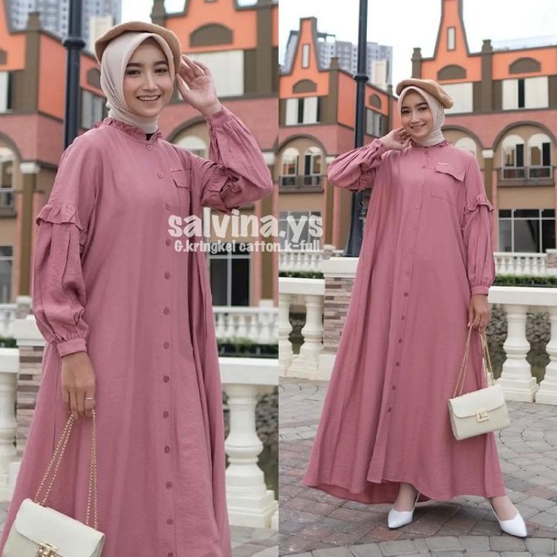 GAMIS CRINGKLE SALVINA YS CRINGKEL ORIGINAL/GAMIS KRINGKEL SALVINA KANTONG KERAH LIPIT/AHMED STORE