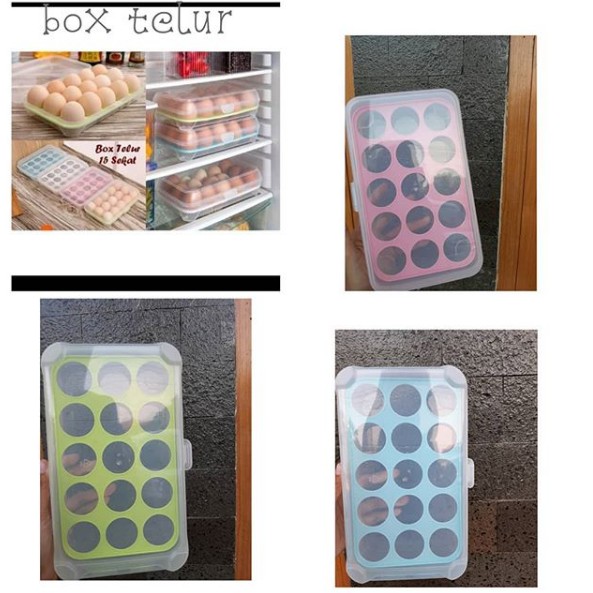 Rak telur Tempat kotak menyimpan telur box eggs organizer 15 sekat biji