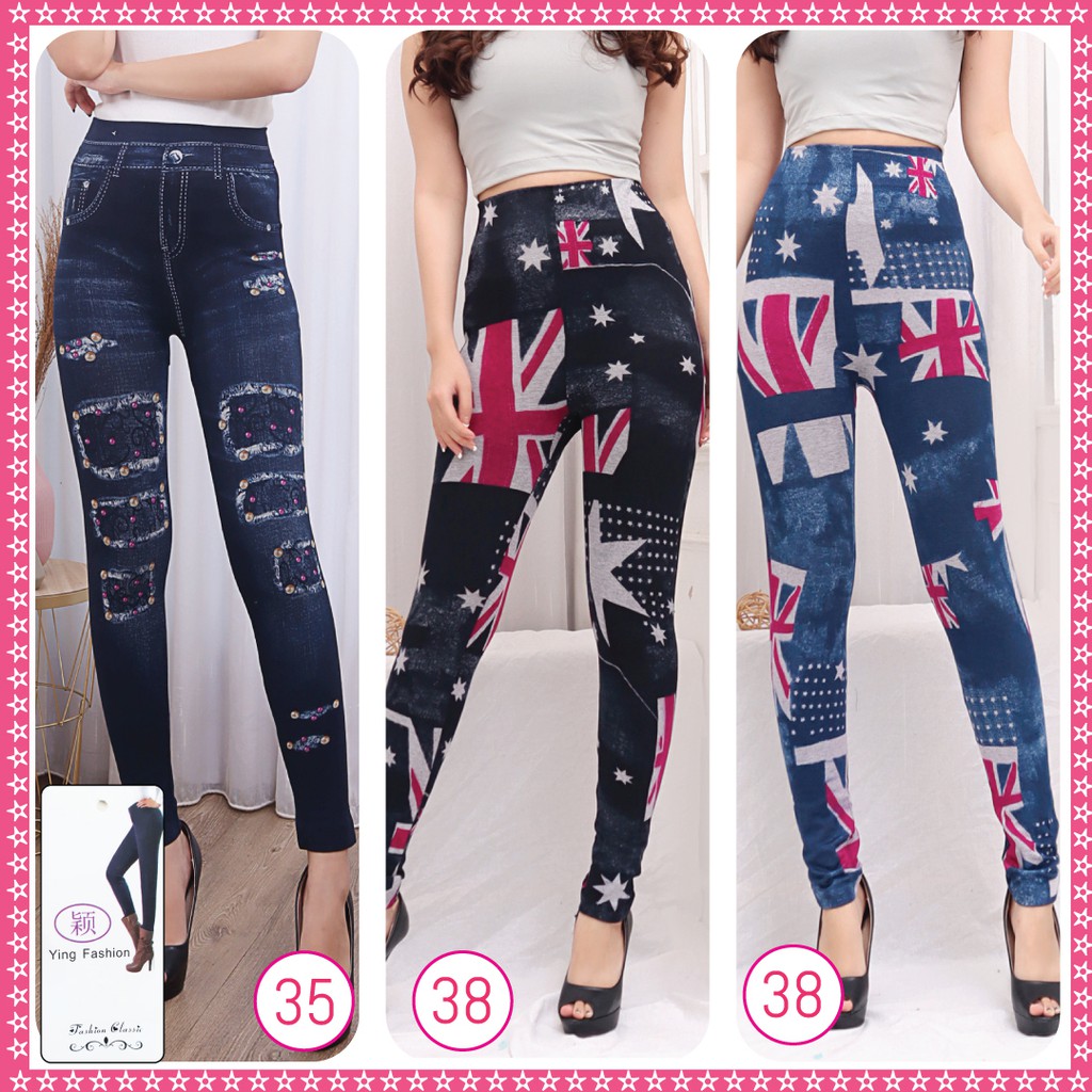 Koleksi legging Jeans Wanita [ motif 31 - 59] / Leging JEANS import / Celana Legging Jeans