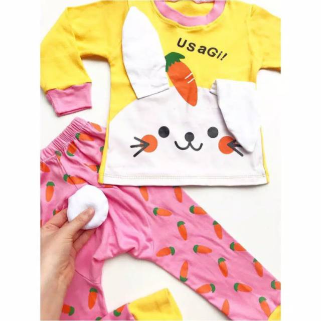 Setelan piyama anak karakter lucu 3D 1-2,5 tahun premium USAGI PYJAMAS