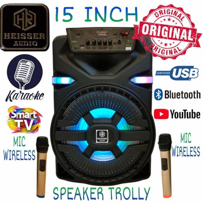 SPEAKER PORTABLE HEISSER WIRELESS 15INCH BLUETOOTH KARAOKE SMART TV DL