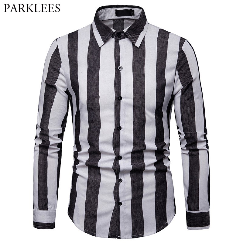 black and white striped shirt mens