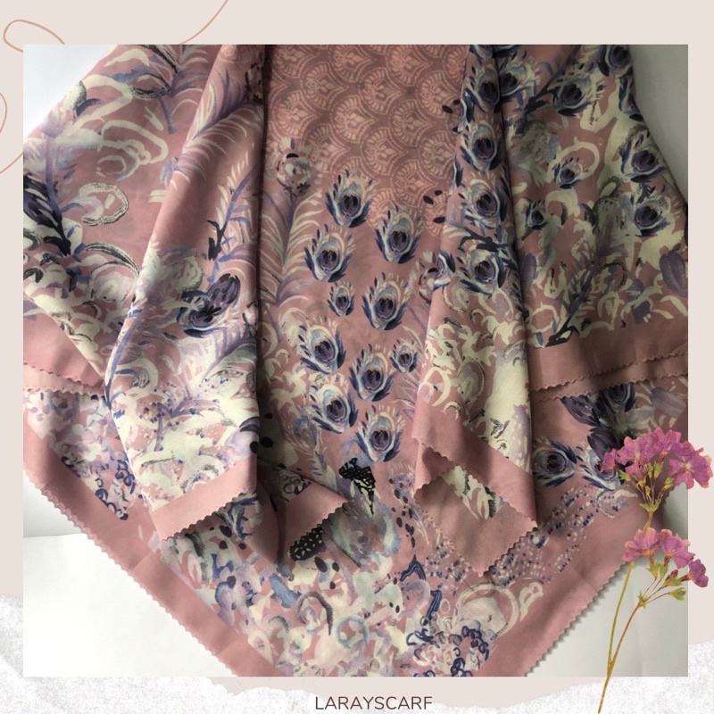 Hijab Voal Motif Button Premium Flower Pink