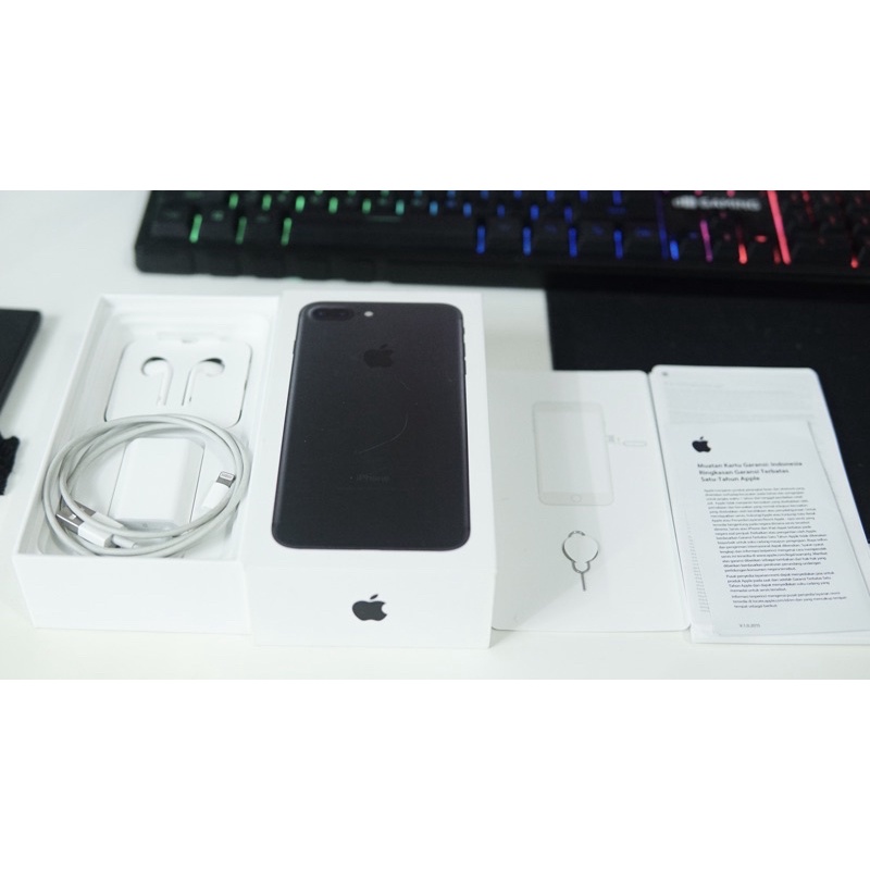 iPhone 7 plus 128GB Black Matte Second Fullset ex. Ori iBox Indonesia