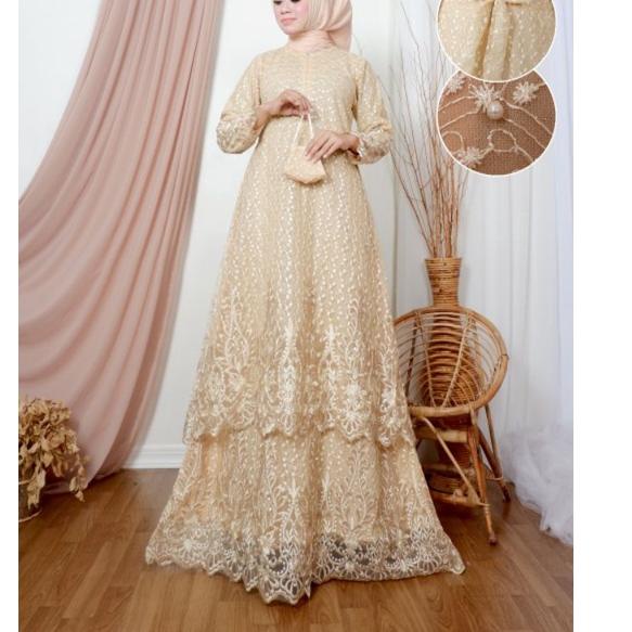 Terbaru - Gamis Tile PestaGamis Tingkat Kartika|Gamis Tile Busui|Gamis Tile Runcing| Gamis Pesta Mew